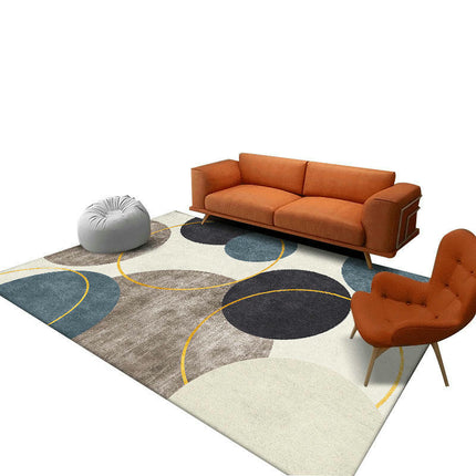 Large Geometric Floor Carpet for Indoor Office Dining Room, Abstract Home Decor Non-Shedding