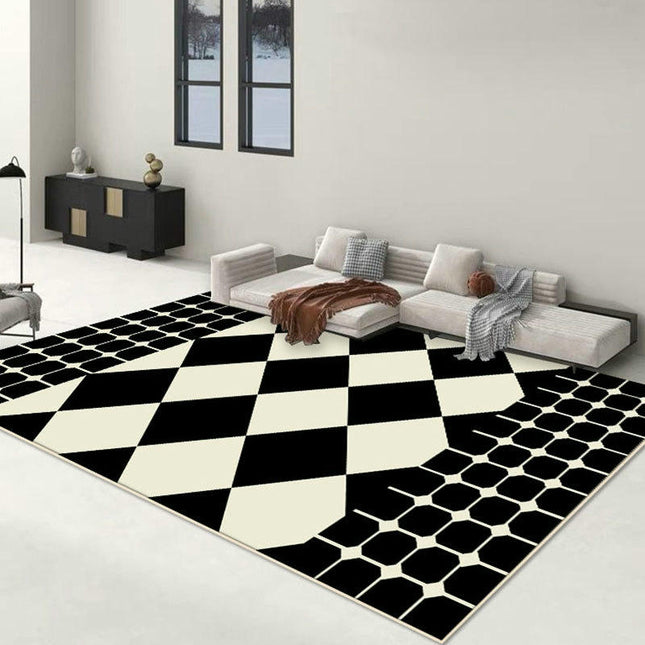Black and White Area Rug, Non-Slip Soft Rug Modern Art Carpet Indoor Rug for Home Decor