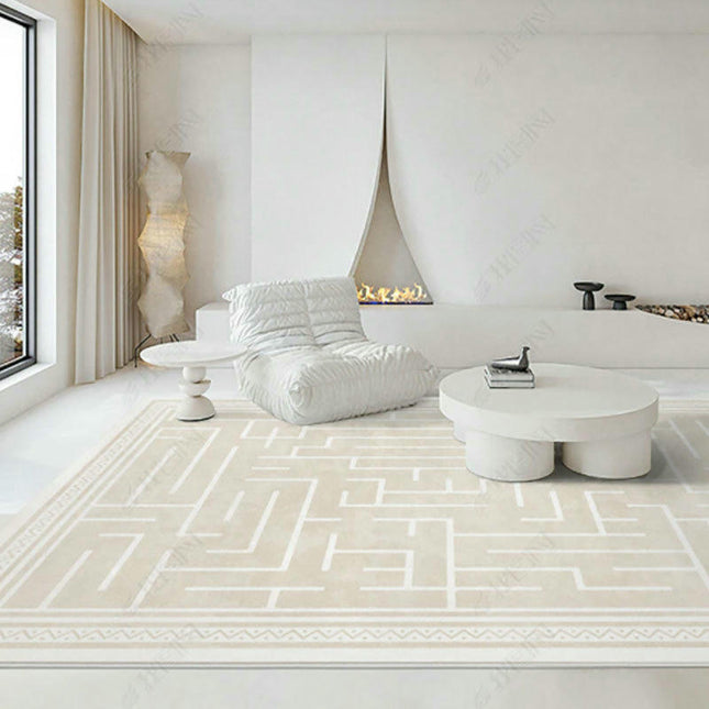 Modern Area Rug Beige Decor Carpet Low Pile Machine Washable Area Rug for Bedroom Living Room Rugs