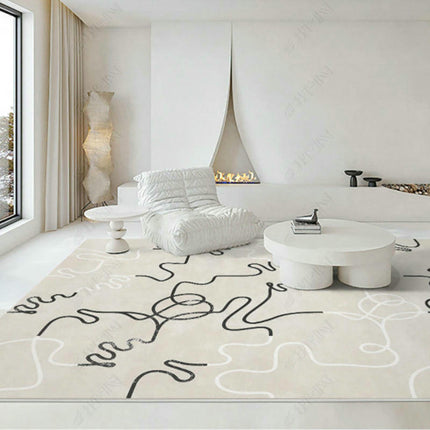 Modern Area Rug Beige Decor Carpet Low Pile Machine Washable Area Rug for Bedroom Living Room Rugs