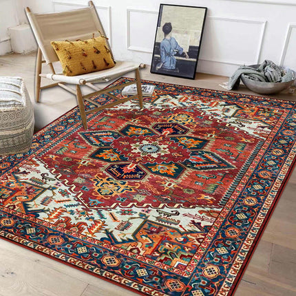 Vintage Boho Geometric Washable Rug, Modern Foldable Area Carpet for Bedroom