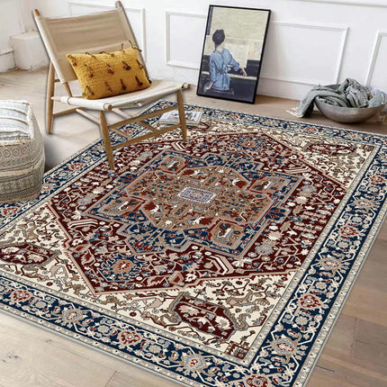 Vintage Boho Geometric Washable Rug, Modern Foldable Area Carpet for Bedroom