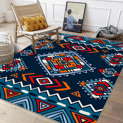 Vintage Boho Geometric Washable Rug, Modern Foldable Area Carpet for Bedroom