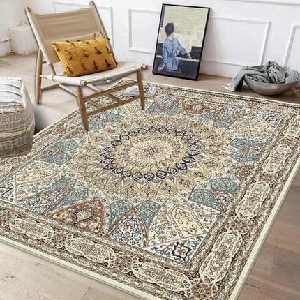 Vintage Boho Geometric Washable Rug, Modern Foldable Area Carpet for Bedroom
