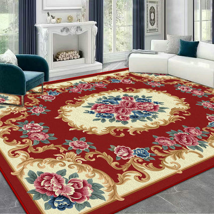 Bohemian Vintage Area Rug Machine Washable Low-Pile Carpet,Non-Slip Living Room Floor Rugs
