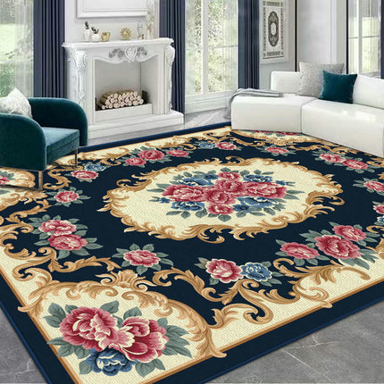 Bohemian Vintage Area Rug Machine Washable Low-Pile Carpet,Non-Slip Living Room Floor Rugs