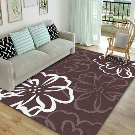 Machine Washable Rug Flowers and Plants Area Rug for Living Room Non-Slip Indoor Carpets Home Decor 1
