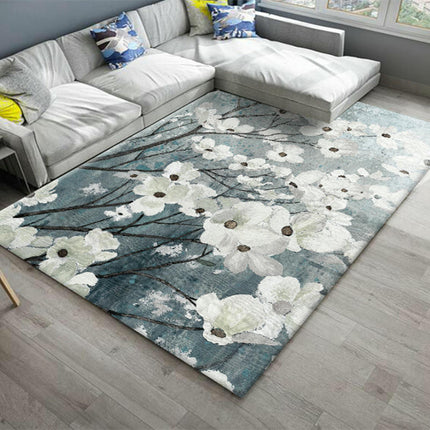 Machine Washable Rug Flowers and Plants Area Rug for Living Room Non-Slip Indoor Carpets Home Decor 1