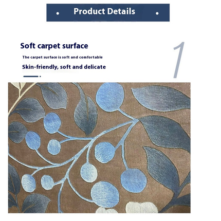 Machine Washable Rug Flowers and Plants Area Rug for Living Room Non-Slip Indoor Carpets Home Decor