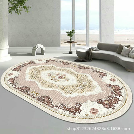 Oval Area Rug Washable Rug Soft Rug Low Pile Floor Carpet Rugs for Living Room