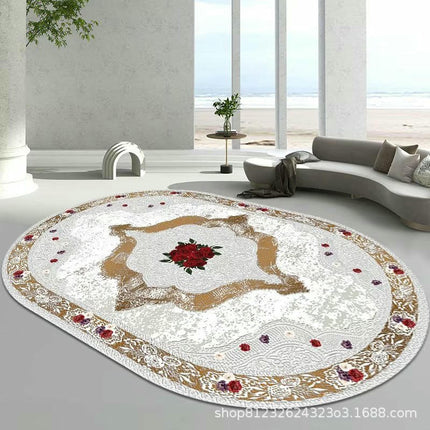 Oval Area Rug Washable Rug Soft Rug Low Pile Floor Carpet Rugs for Living Room