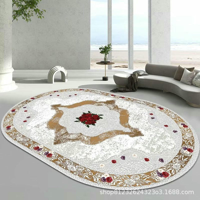 Oval Area Rug Washable Rug Soft Rug Low Pile Floor Carpet Rugs for Living Room