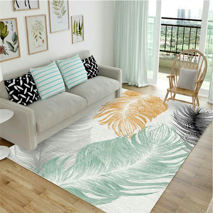 Washable Area Rug Leaves Decor Rug Soft Low Pile Carpet Rugs for Living Room Bedroom
