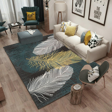 Washable Area Rug Leaves Decor Rug Soft Low Pile Carpet Rugs for Living Room Bedroom