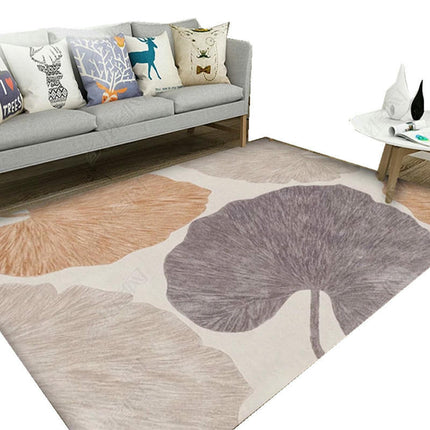 Washable Area Rug Leaves Decor Rug Soft Low Pile Carpet Rugs for Living Room Bedroom