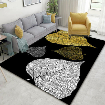 Washable Area Rug Leaves Decor Rug Soft Low Pile Carpet Rugs for Living Room Bedroom