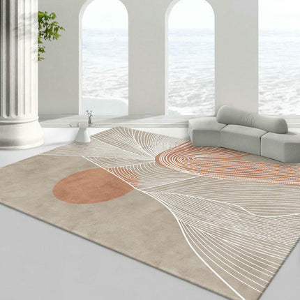 Beige Decor Carpet Modern Area Rug Washable Rug Soft Lines Carpet Rugs for Living Room
