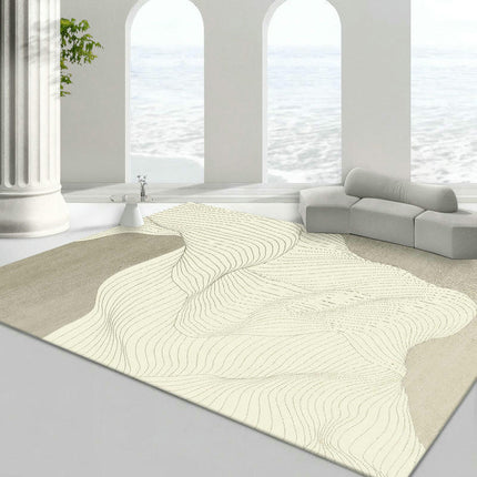 Beige Decor Carpet Modern Area Rug Washable Rug Soft Lines Carpet Rugs for Living Room