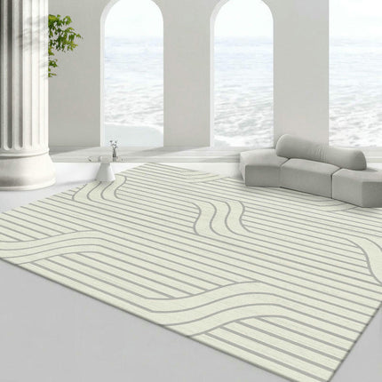 Beige Decor Carpet Modern Area Rug Washable Rug Soft Lines Carpet Rugs for Living Room