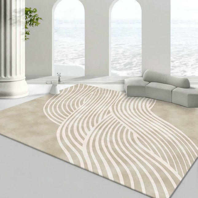 Beige Decor Carpet Modern Area Rug Washable Rug Soft Lines Carpet Rugs for Living Room