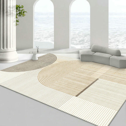 Beige Decor Carpet Modern Area Rug Washable Rug Soft Lines Carpet Rugs for Living Room