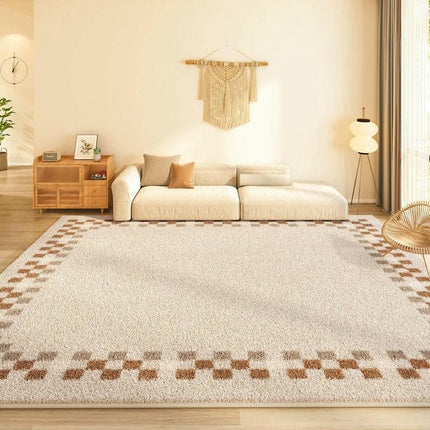 Washable Cream Style Rug Modern Area Rug Indoor Non-Slip Carpet Area Rug for Bedroom Living Room