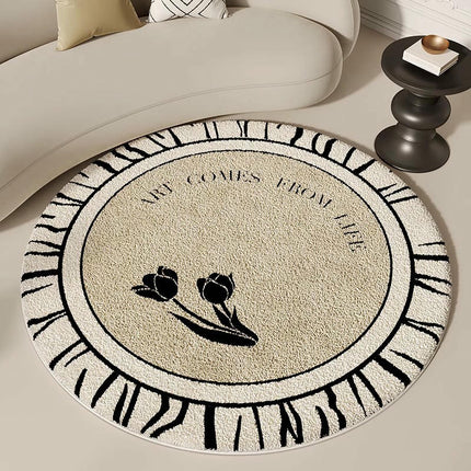 Beige Decor Carpet Round Area Rug Indoor Rug Washable Rug Carpets for Bedroom Living Room