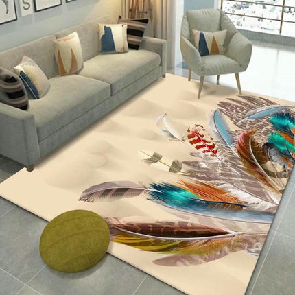 Feather Area Rug Washable Rugs for Living Room Soft Non-Slip Indoor Floor Carpet Home Decor