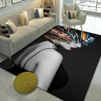 Feather Area Rug Washable Rugs for Living Room Soft Non-Slip Indoor Floor Carpet Home Decor