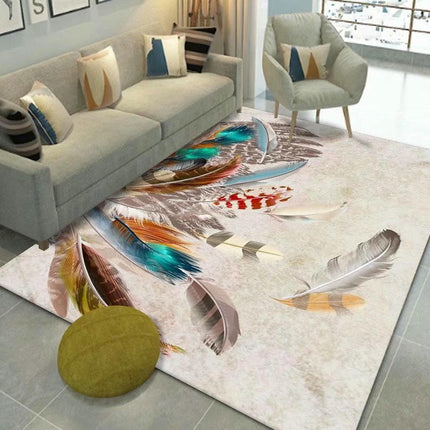 Feather Area Rug Washable Rugs for Living Room Soft Non-Slip Indoor Floor Carpet Home Decor