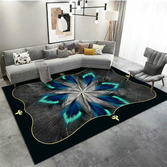 Modern Area Rug, Colorful Feather Indoor Carpet Living Room Bedroom Home Rug