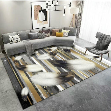 Modern Area Rug, Colorful Feather Indoor Carpet Living Room Bedroom Home Rug 1