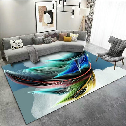 Modern Area Rug, Colorful Feather Indoor Carpet Living Room Bedroom Home Rug 1