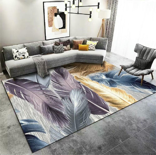 Modern Area Rug, Colorful Feather Indoor Carpet Living Room Bedroom Home Rug