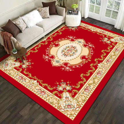 Red Flowers Living Room Area Rug, Modern Home Decor Indoor Non-Slip Rug, Carpet for Bedroom
