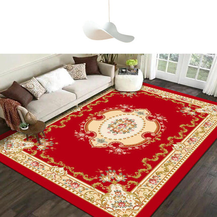 Red Flowers Living Room Area Rug, Modern Home Decor Indoor Non-Slip Rug, Carpet for Bedroom