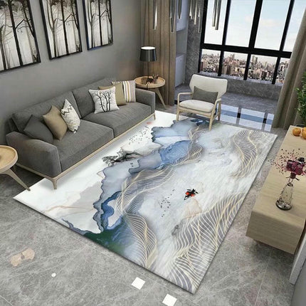 Blue Large Area Rugs Modern Abstract Carpet for Living Room Home Decor Indoor Non-Slip Rug