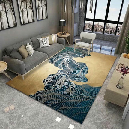 Blue Large Area Rugs Modern Abstract Carpet for Living Room Home Decor Indoor Non-Slip Rug
