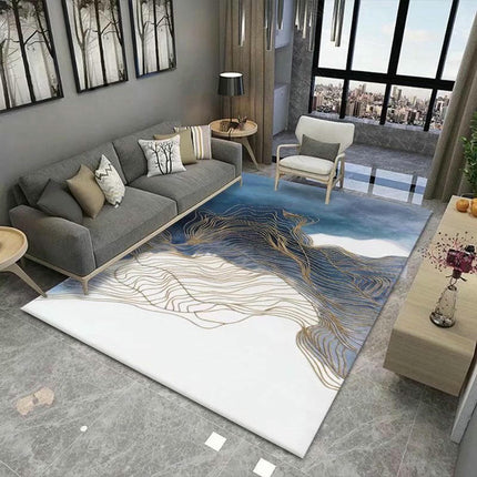 Blue Large Area Rugs Modern Abstract Carpet for Living Room Home Decor Indoor Non-Slip Rug
