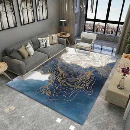 Blue Large Area Rugs Modern Abstract Carpet for Living Room Home Decor Indoor Non-Slip Rug