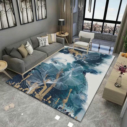 Blue Large Area Rugs Modern Abstract Carpet for Living Room Home Decor Indoor Non-Slip Rug