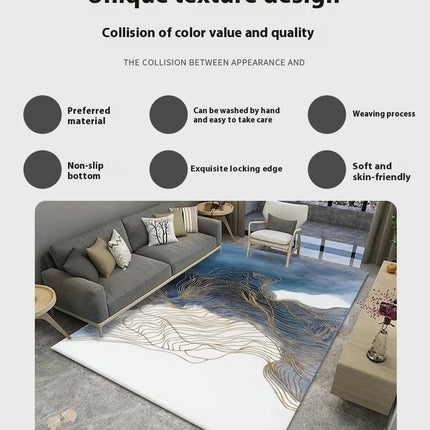Blue Large Area Rugs Modern Abstract Carpet for Living Room Home Decor Indoor Non-Slip Rug