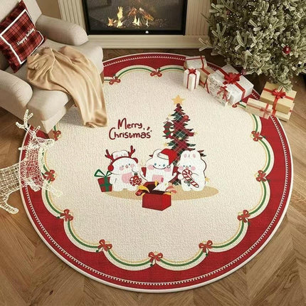 Round Carpet Christmas Washable Carpet Large Area Rugs for Living Room Indoor Area Rug