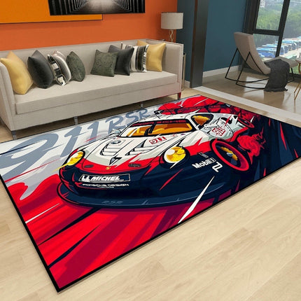 Racing Car Living Room Rugs Decor Carpet Area Rug for Kids Sports Indoor Floor Mat