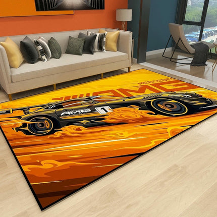 Racing Car Living Room Rugs Decor Carpet Area Rug for Kids Sports Indoor Floor Mat