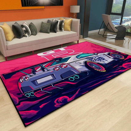Racing Car Living Room Rugs Decor Carpet Area Rug for Kids Sports Indoor Floor Mat