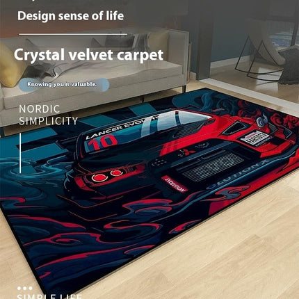 Racing Car Living Room Rugs Decor Carpet Area Rug for Kids Sports Indoor Floor Mat
