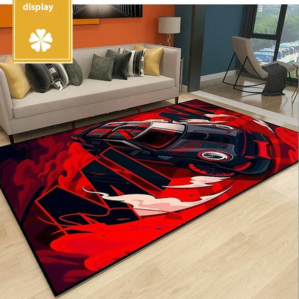 Racing Car Living Room Rugs Decor Carpet Area Rug for Kids Sports Indoor Floor Mat