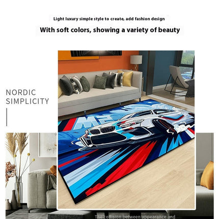 Racing Car Living Room Rugs Decor Carpet Area Rug for Kids Sports Indoor Floor Mat