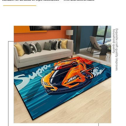 Racing Car Living Room Rugs Decor Carpet Area Rug for Kids Sports Indoor Floor Mat